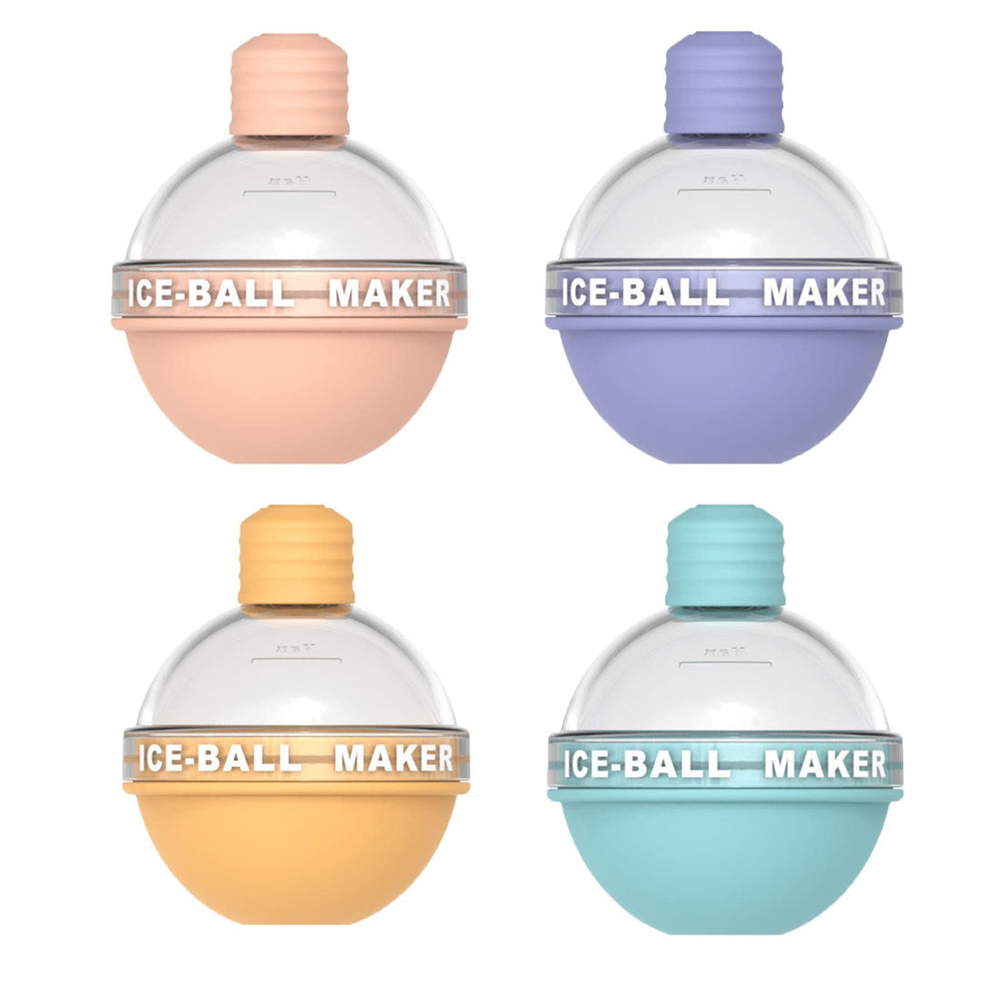 Ice Ball Mold, Silicone Spherical Reusable Ice Ball Maker for Coffee Beverage Cold Drink Making DIY Home Kichen (4 pcs)