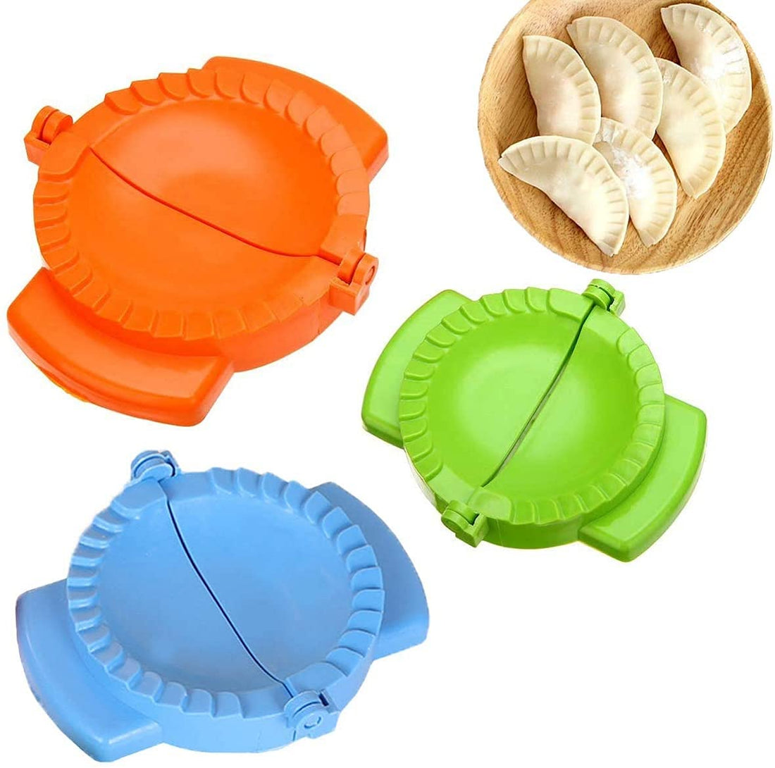 3-Piece Dough Press Set, Dumpling Maker, Empanada Press, Meat Pie Cutter, Pie Press, Pastry Press, Perfect for Dumpling, Calzone, Ravioli, Empanada, Turnover & Pierogi (Orange+Blue+Green)
