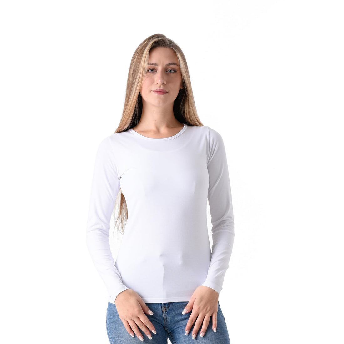 Milk Cotton Long Sleeve Round Neck Body Top for Women