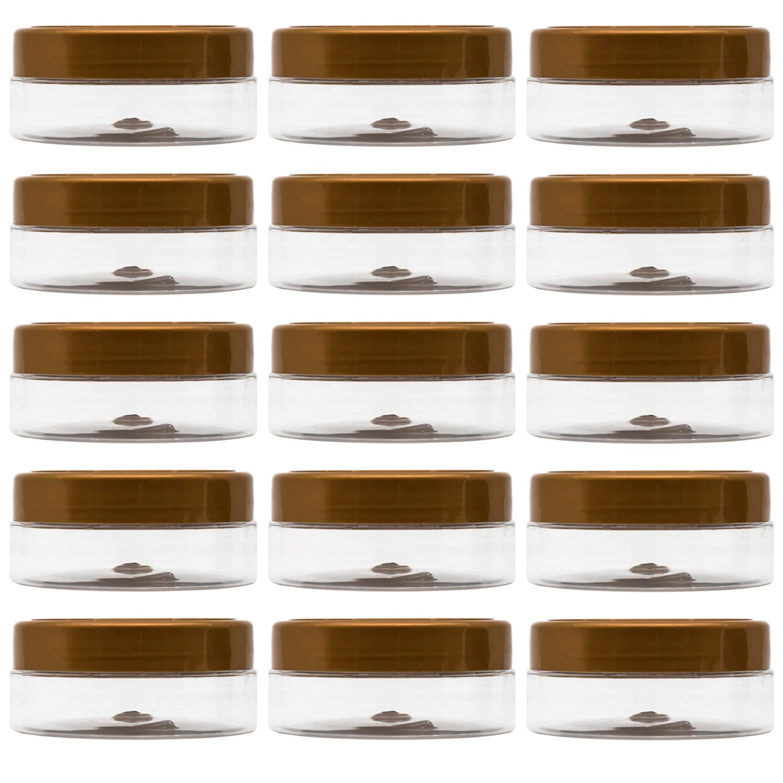 Artistic 10pcs Clear White Plastic Jars 150ml - 9cm Diameter - Gold Line and Plastic Medicine Lid - High Quality Plastic Vacuum Refill Box Storage Jar for Empty Round Tins - (Gold)