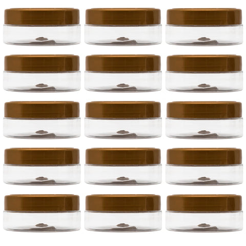 Artistic 10pcs Clear White Plastic Jars 150ml - 9cm Diameter - Gold Line and Plastic Medicine Lid - High Quality Plastic Vacuum Refill Box Storage Jar for Empty Round Tins - (Gold)