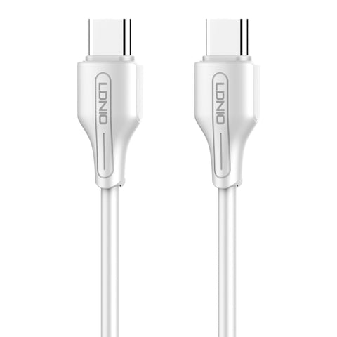 LDNIO LC122C USB-C to USB-C Cable 2M, 65W PD Fast Charging & Data Transfer, Safe Durable Charger Cord for Smartphones, Tablets & Laptops – White