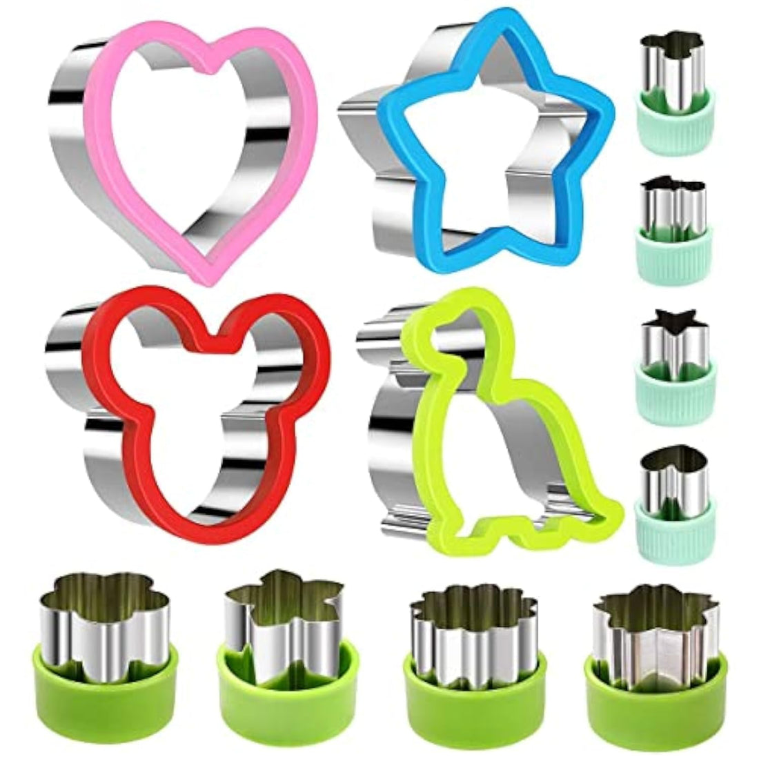 ECVV 12Pcs Stainless Steel Sandwich Cookie Cutters Set Mini Vegetable Fruit Cutters Food Grade Cookie Cutter Mold for Kids Food Decoration Tools for Kitchen