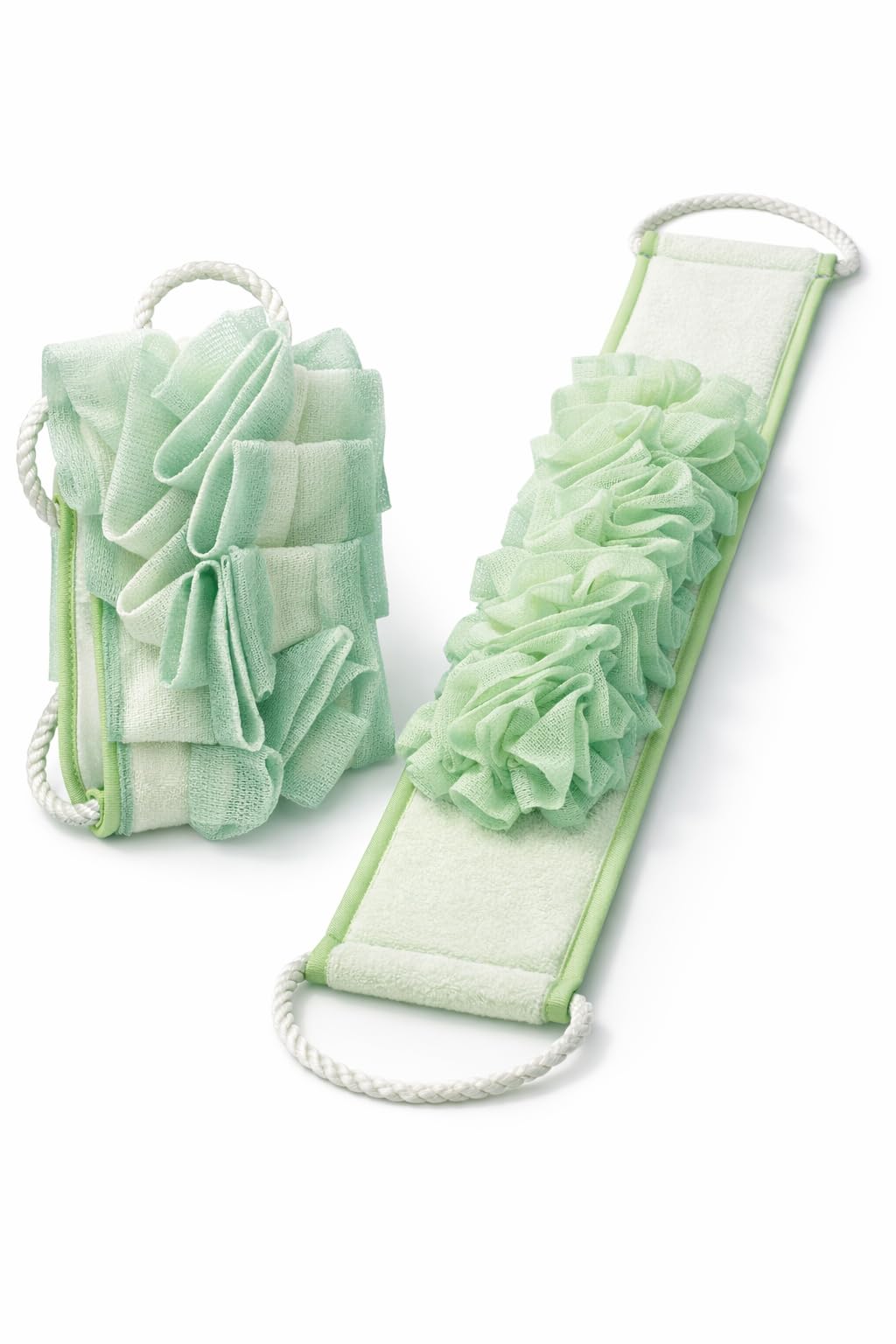 Shower Exfoliating Towel Long Back Scrubber 80 Cm, Microfiber 3D Bath Cloth With Strap For Men Women, Exfoliating Body Wash Towel (Green)