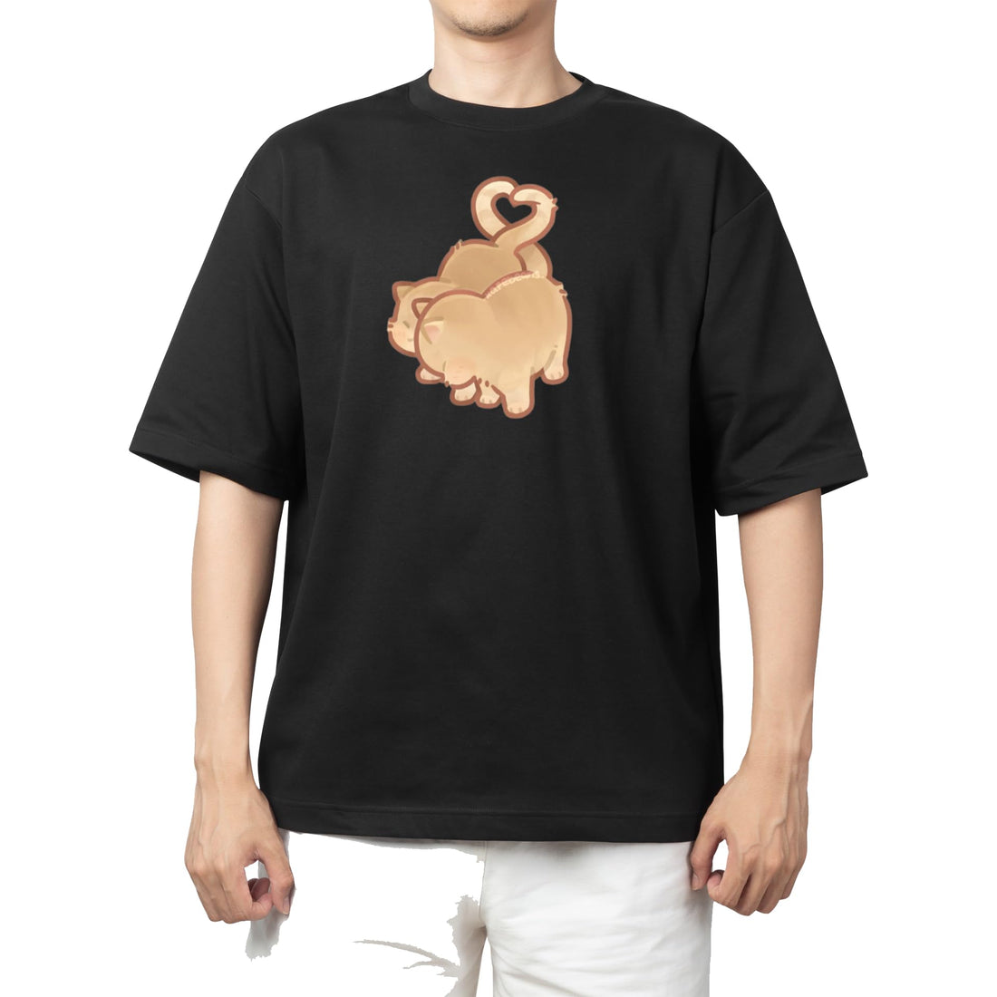 CUTE kawaii kitty cat black t-shirt oversize 37