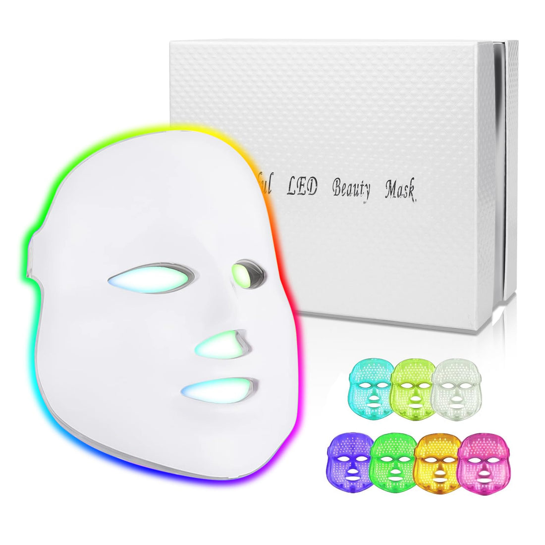 18FTRabbit LED Face Màsk, 7 Color LED Face Màsk Light Theràpy, LED Facial Màsk Skìn Care Màsk with Neck for both beauty salons and home use