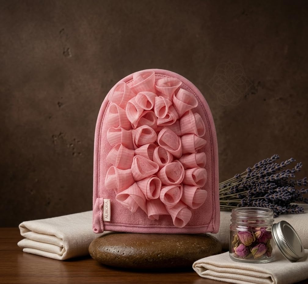 Luxury Exfoliating Bath Glove Soft Petals Pink Skin Care Rejuvenation Dollar Import Household Items