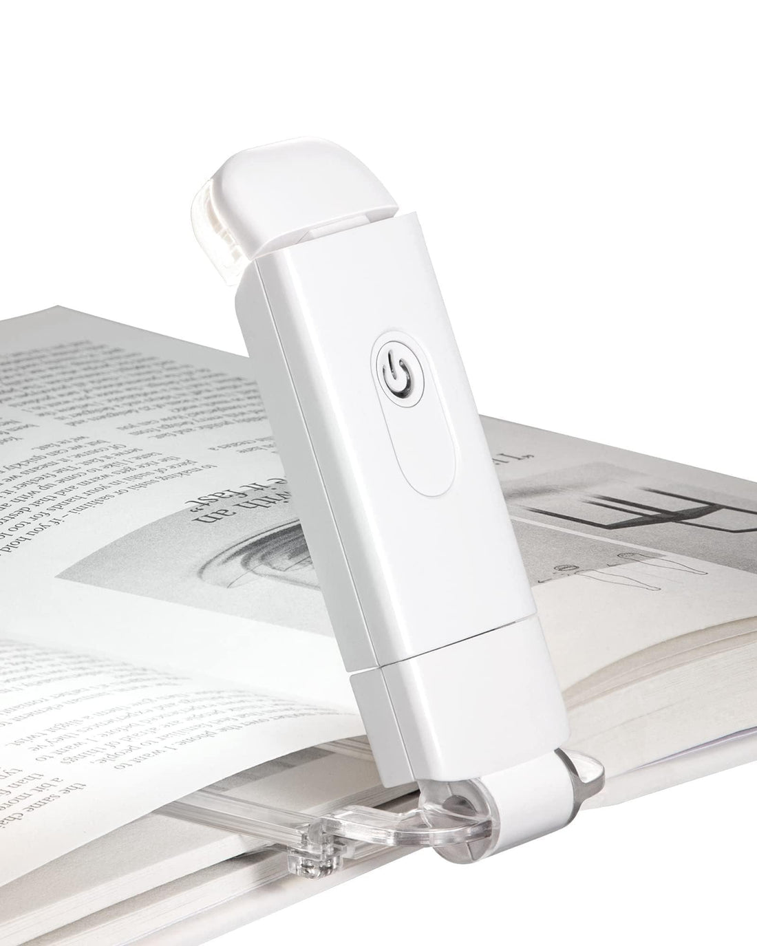 Book Reading Light with Clip, USB Rechargeable Booklight for Reading in Bed, Eye Care LED Book Lamp for Kids, Bookworms,2 Brightness Levels (White)