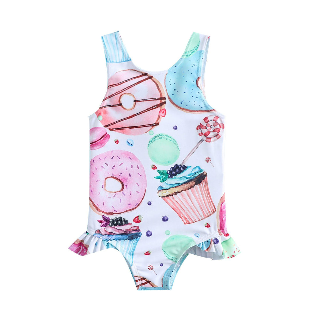 Mix&Max Girls Sleeveless Swimsuit Printed Cupcakes One Piece Swimsuit (pack of 1)