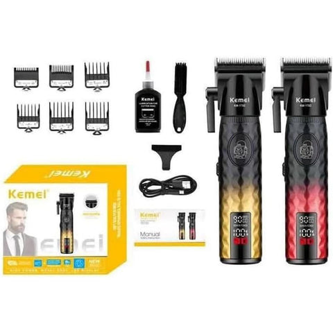 KM-1782 Professional Shaver Metal Body Black DLC Blades 2 Turbo Speeds Up to 9000RPM