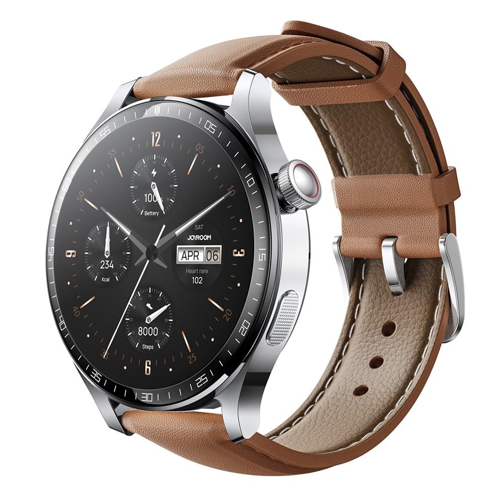 JOYROOM JR-FC2 Pro Classic Series Smart Watch, 1.46'' HD Display, Bluetooth Calling, 120+ Sports Modes, 10ATM Waterproof, Heart Rate, Long Battery Life, Wireless Charging – Moonlight Silver