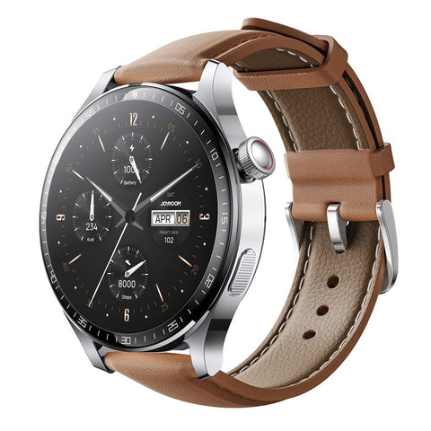 JOYROOM JR-FC2 Pro Classic Series Smart Watch, 1.46'' HD Display, Bluetooth Calling, 120+ Sports Modes, 10ATM Waterproof, Heart Rate, Long Battery Life, Wireless Charging – Moonlight Silver