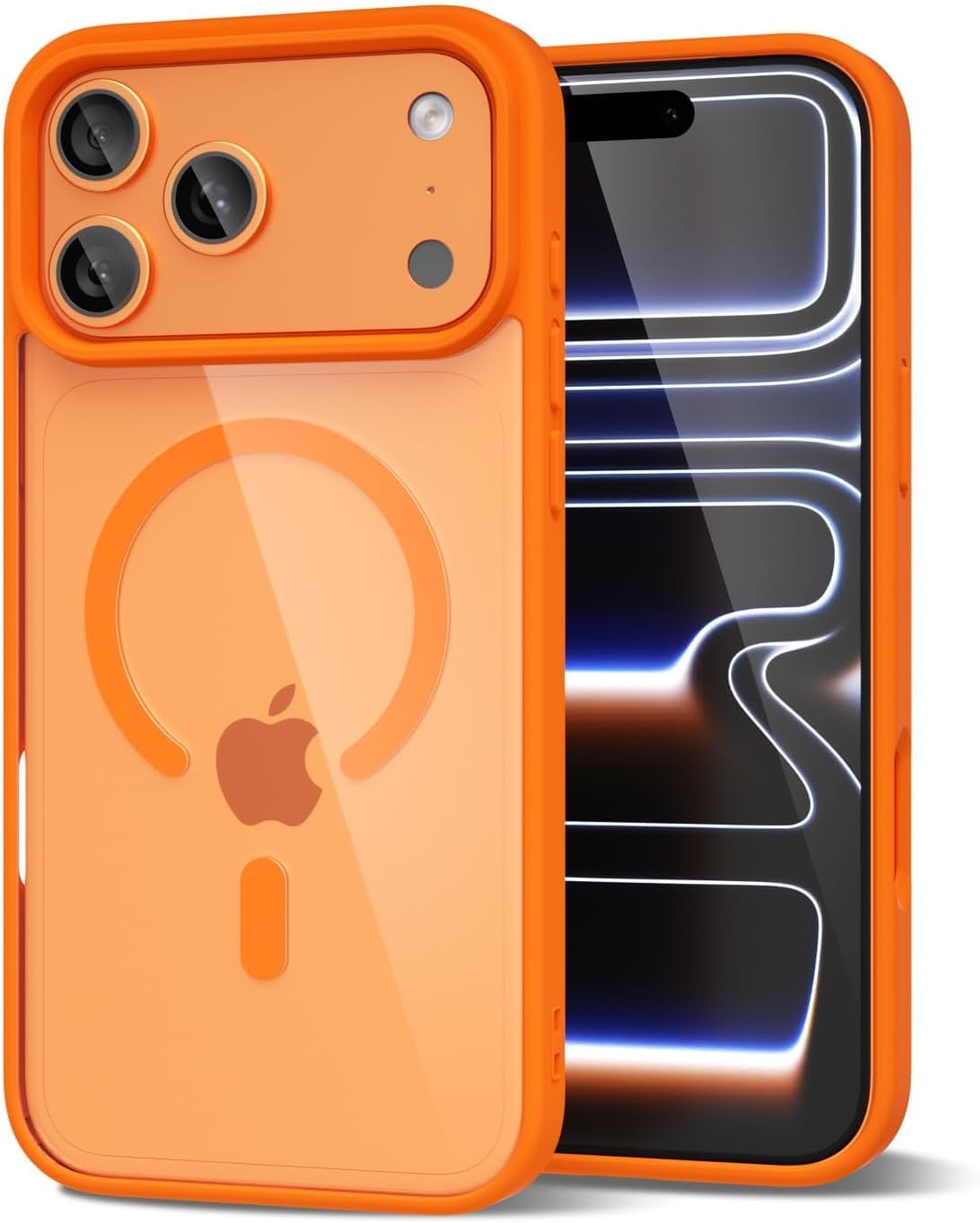 Magnetic Clear Case Compatible with MagSafe for iPhone 17 Pro Max, Stylish Slim Thin Clear Anti-Yellow Acrylic Hybrid Hard Plastic Silicone Case Stylish Cover for Women Men (Orange)