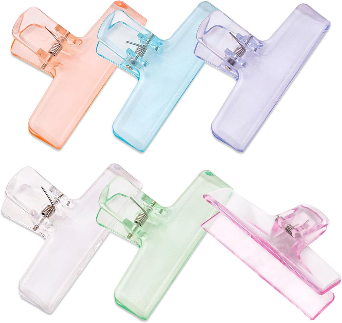 Acrylic Food Bag Clips 4 Pieces, Clear Airtight Sealing Clamps for Kitchen Storage and Snack Packaging, Reusable Multipurpose Clips for Book Pages and Study Materials