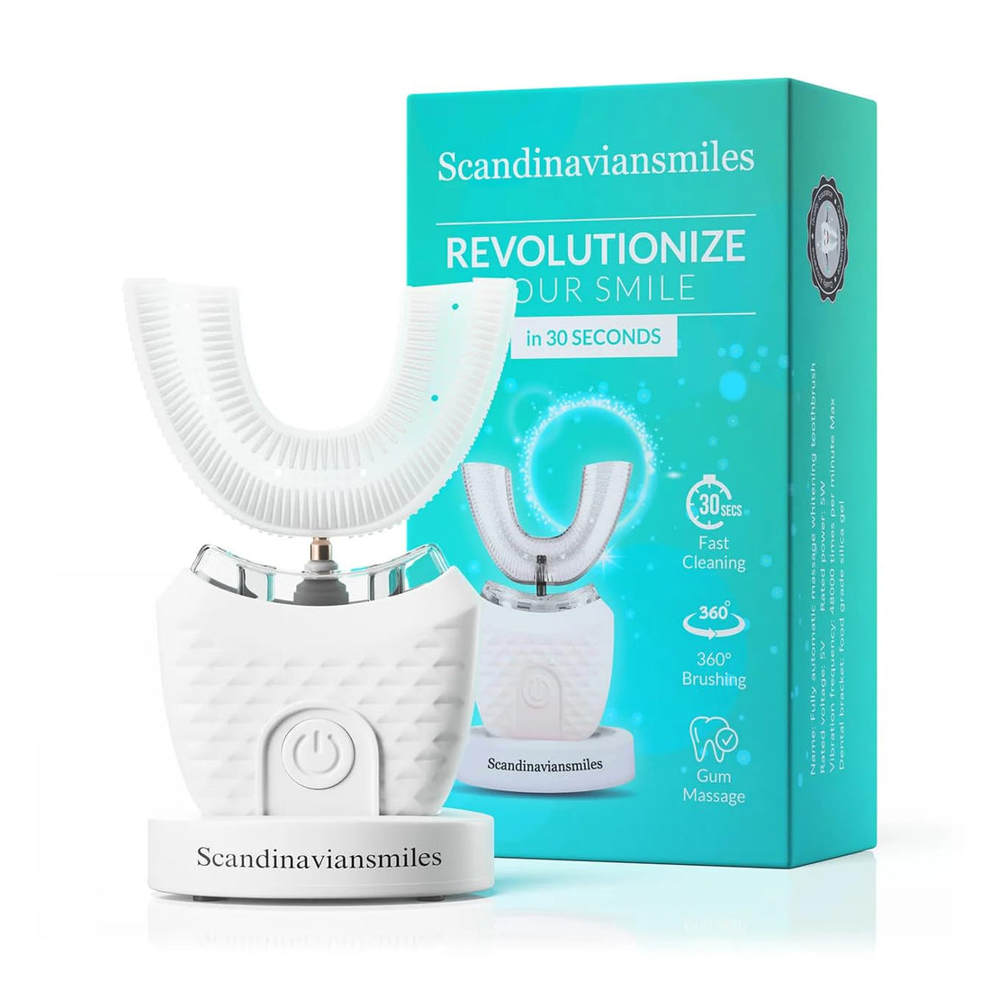 Scandinaviansmiles Automatic Electric Toothbrush, 360 Degree Cleaning, Cold Light Whitening, Gum Massage, Clean in 30 Seconds