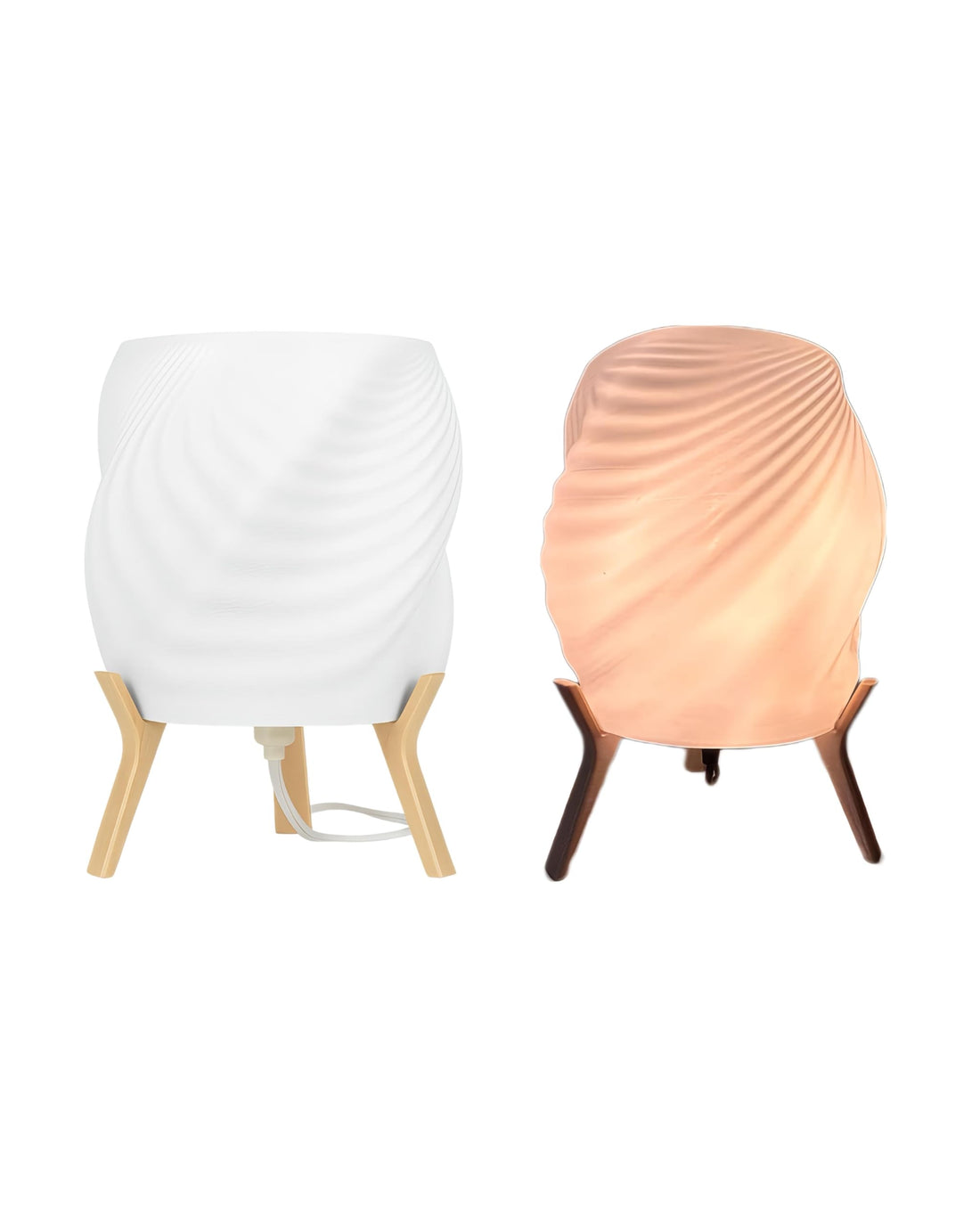 Modern Draped Table Lamp with Wooden Tripod Legs – Soft Ambient Lighting Bedside Nightstand Light for Bedroom, Living Room & Office Decor