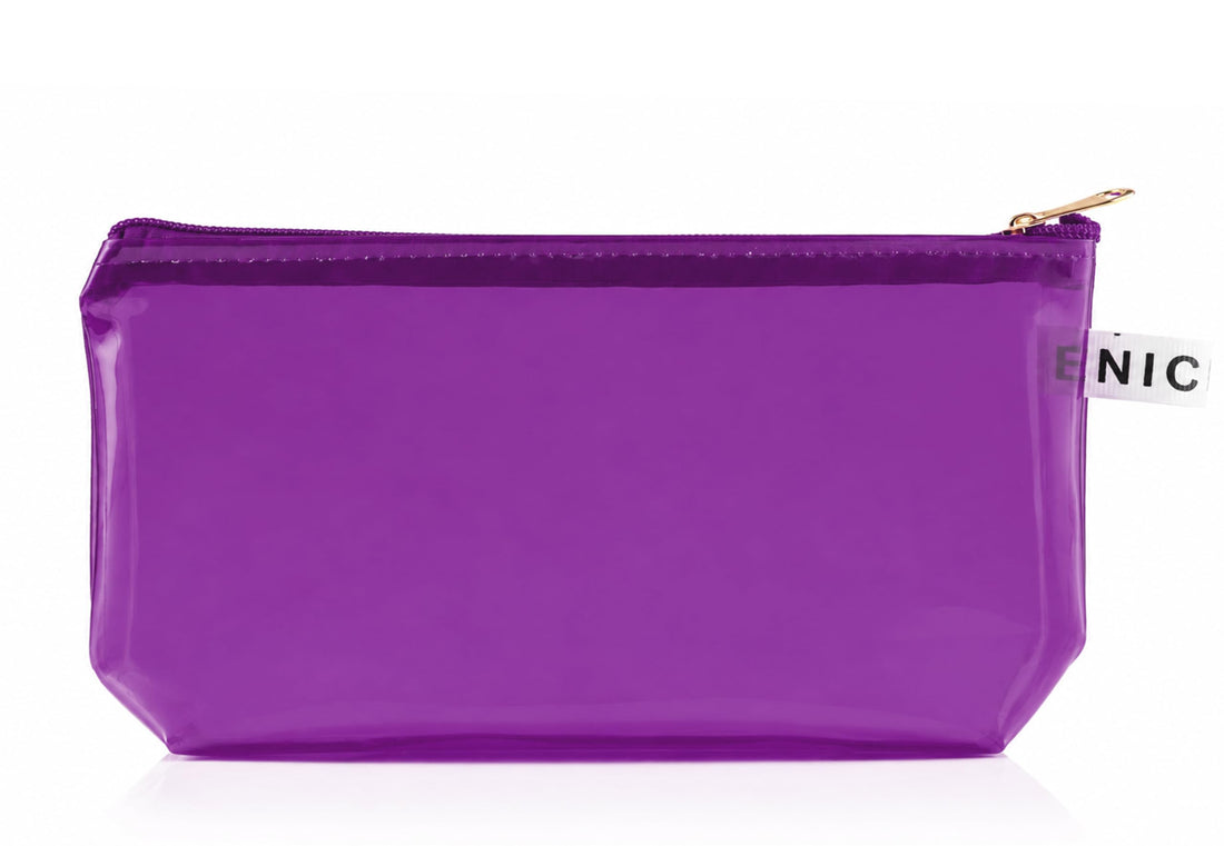 Transparent Wristletless Bag - Stylish Handbag For Makeup & Cosmetic & Accessories, Lightweight Travel Clutches For Women (Purple)