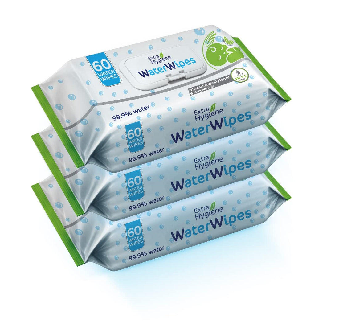 Extra Hygiene Water Wet Wipes Baby Moisturising 180W (60x3Pcs)