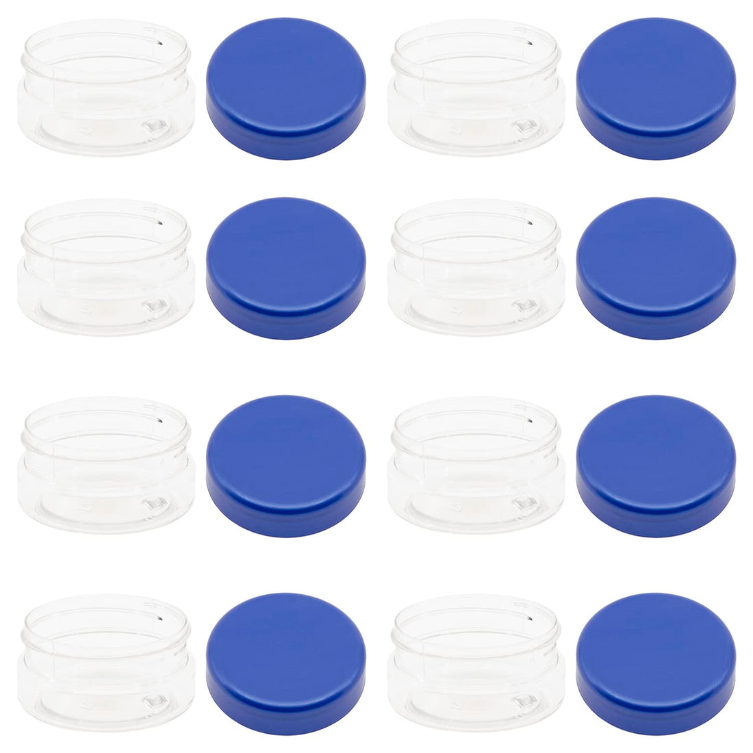 FUNNY 12 Pieces Clear White Plastic Jar 12 Pack 50ml Empty Jars with Lid Blue - High Quality Plastic Healthy Packaging Any Travel Tins Products Round Empty Tins - by Funny