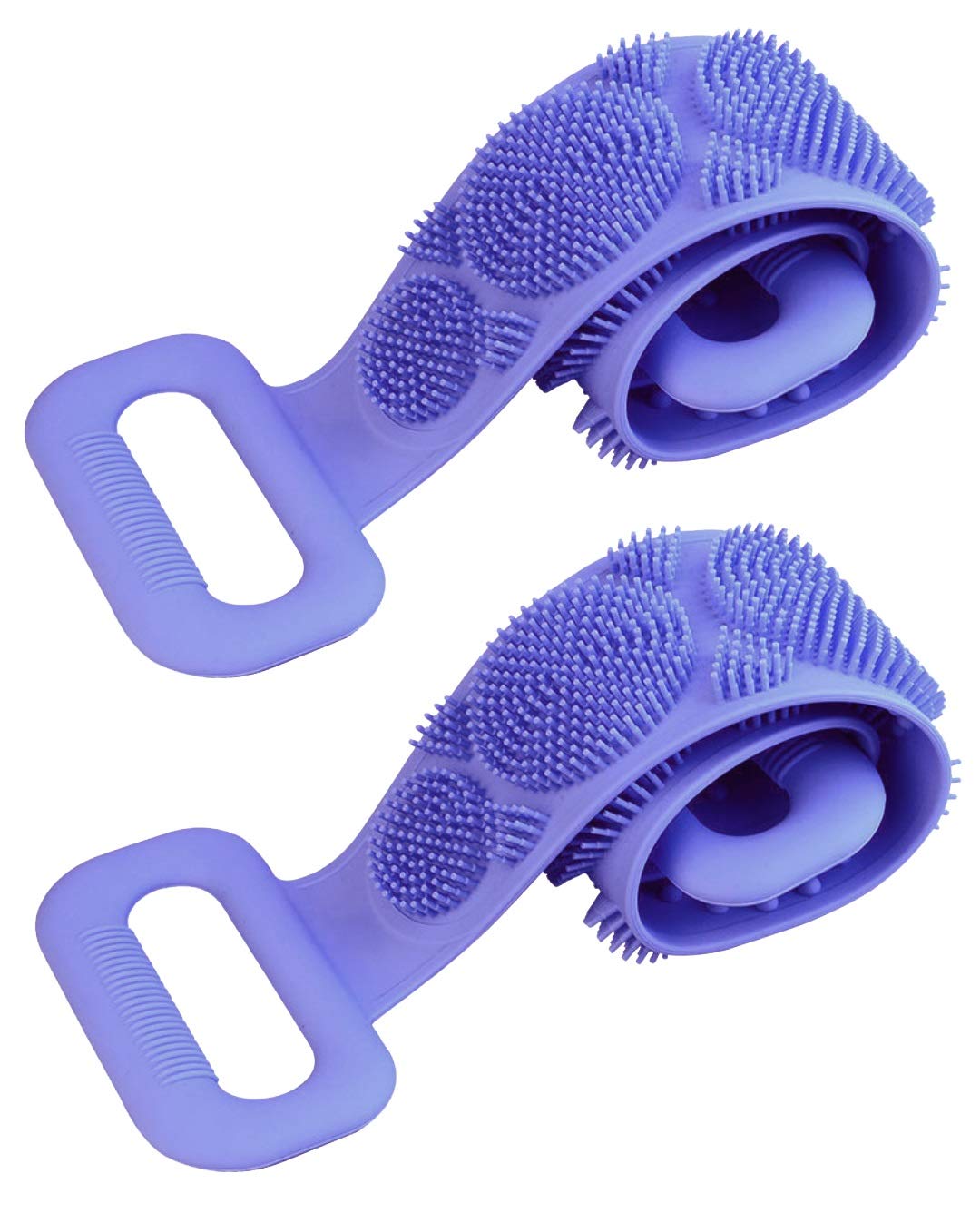 Generic 2 Packs Body Scrubber Bath Body Brush Towel, Long Silicone Back Scrubber for Shower, Easy to Clean Exfoliating Silicone Sponge Bath Brush (Purple)