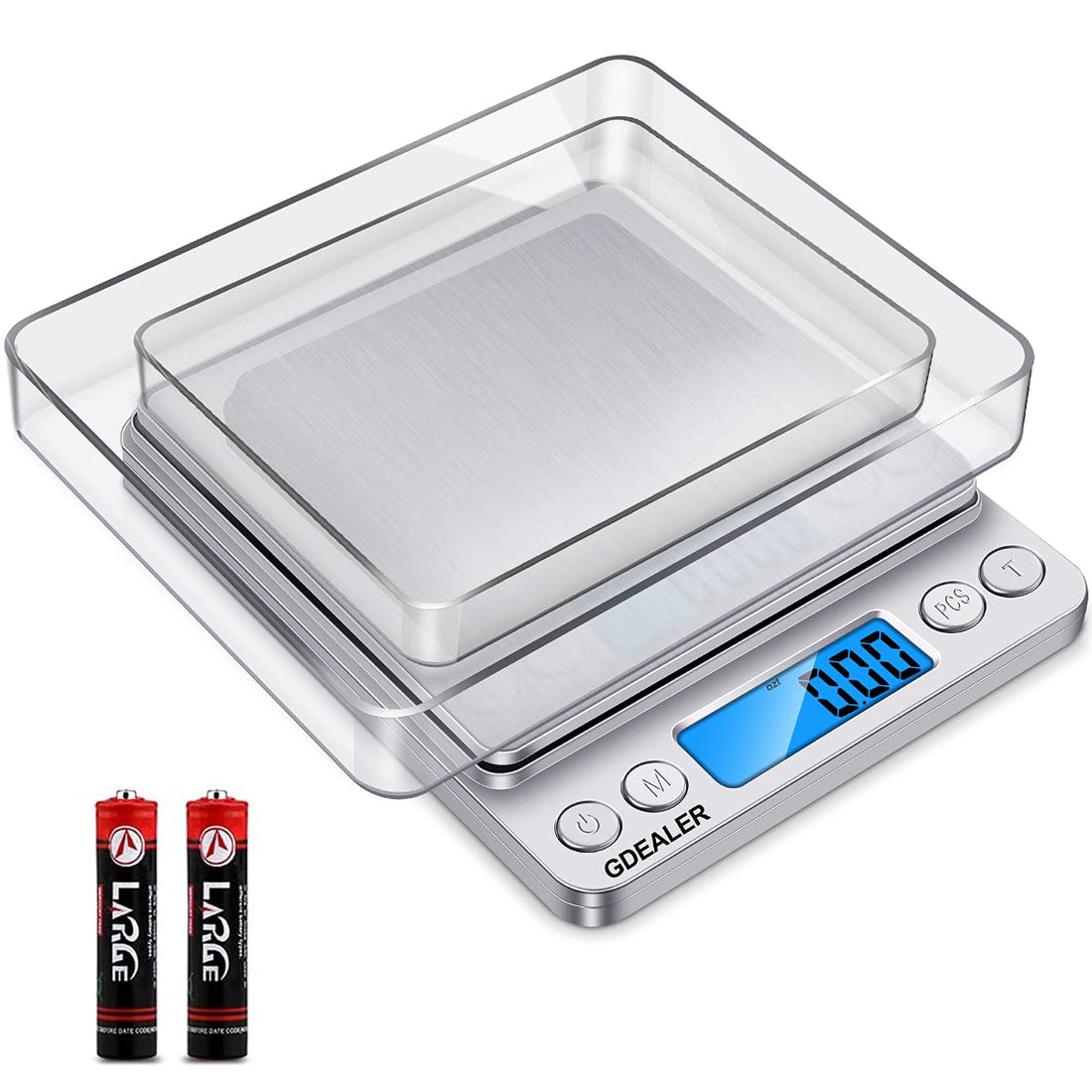 GDEALER Digital Kitchen Scale 3000g/0.1g Precise Food Scale for Cooking Baking - Gram Weight Coffee Scale With Stainless Steel Back-lit LCD Display, Pocket Small Size, Silver