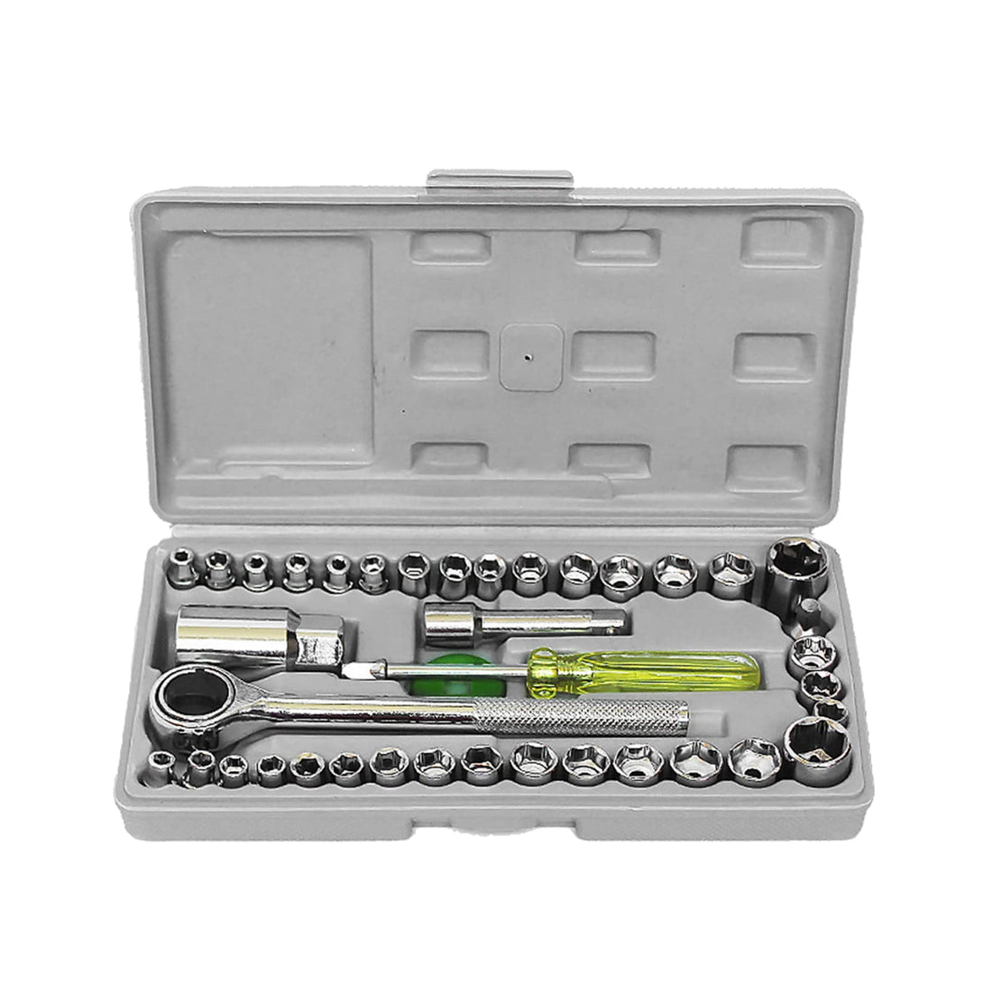 ZHANGTIAN 40pcs Wrench & Socket Tool Kit 40-Piece 1/4'' and 3/8'' Drive Socket Wrench Set Metric and SAE Combination Socket Wrench Drive Socket Set with Reversible Ratcheting Wrench with Tool Case Ca