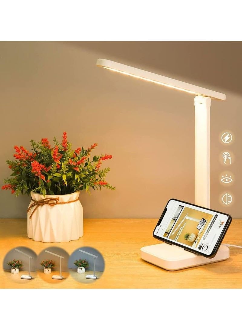 2 in 1 Adjustable LED Desk Lamp 180° Rotatable Eye-Caring Desk Lamp LED for Home Office Workbench (Type-C) (Cool White & Warm white))