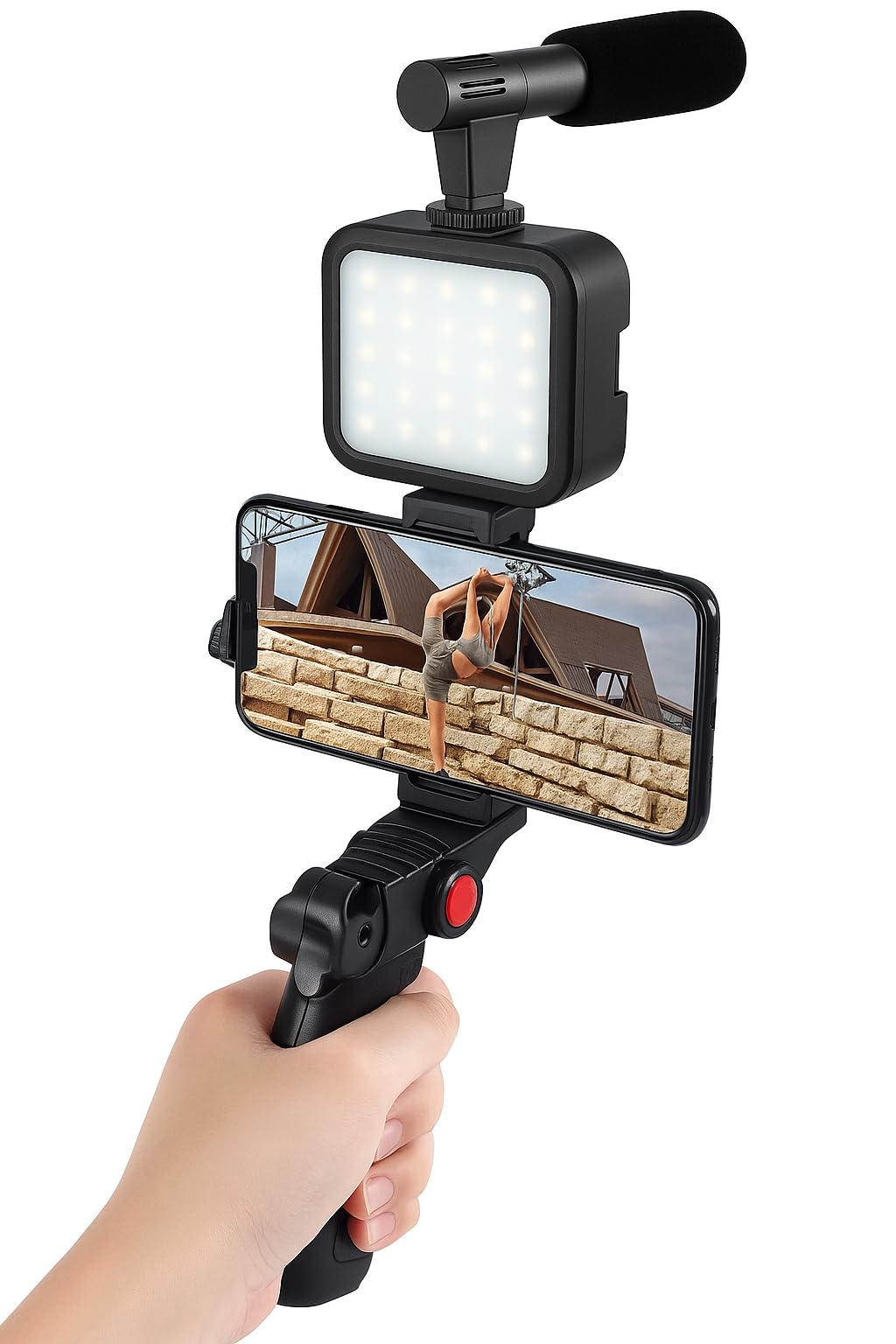 Boosty® Vlogging Kit for Video Making with Bluetooth Remote, Mic, Mini Tripod Stand, LED Light & Phone Holder Clip for Making Videos, Recording YouTube Videos, Podcasting and Content Creation