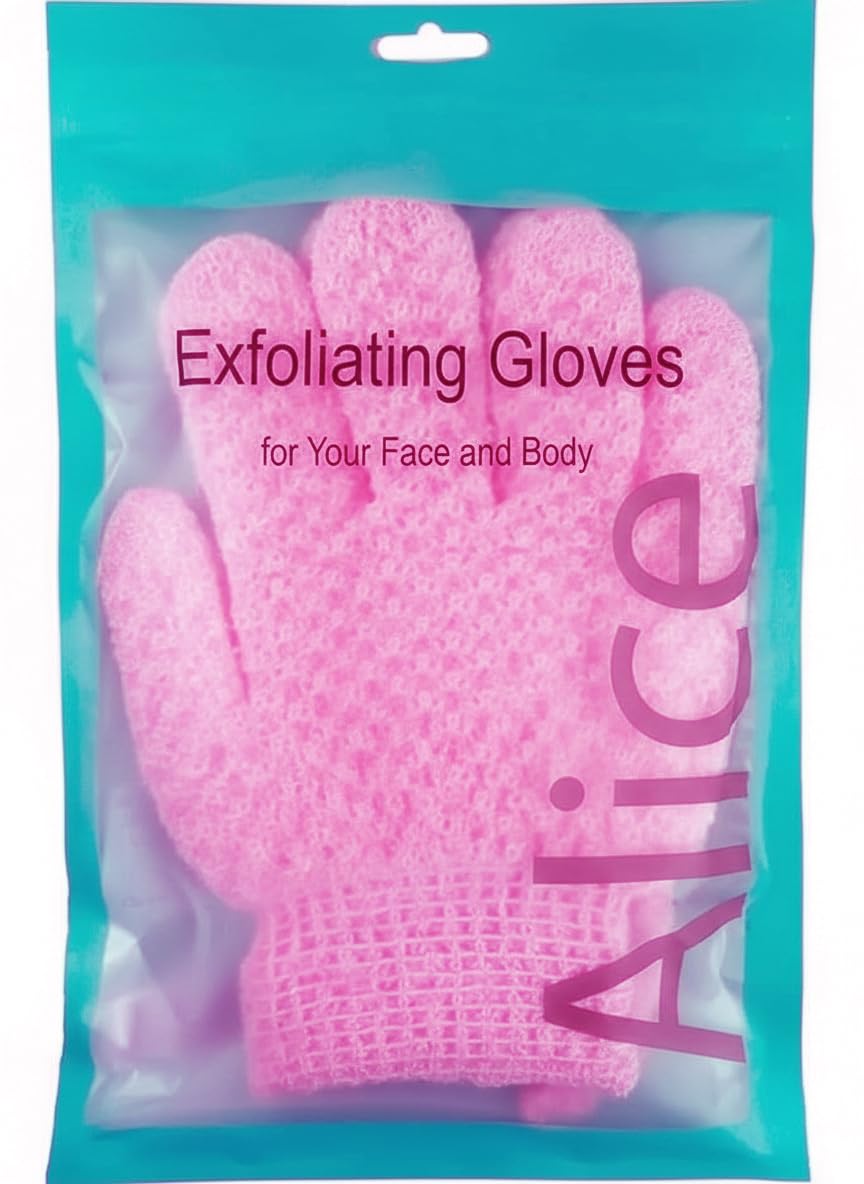 Alice gloves for face and body, excellent exfoliation, soft on your skin, removes dead skin, 2 pieces
