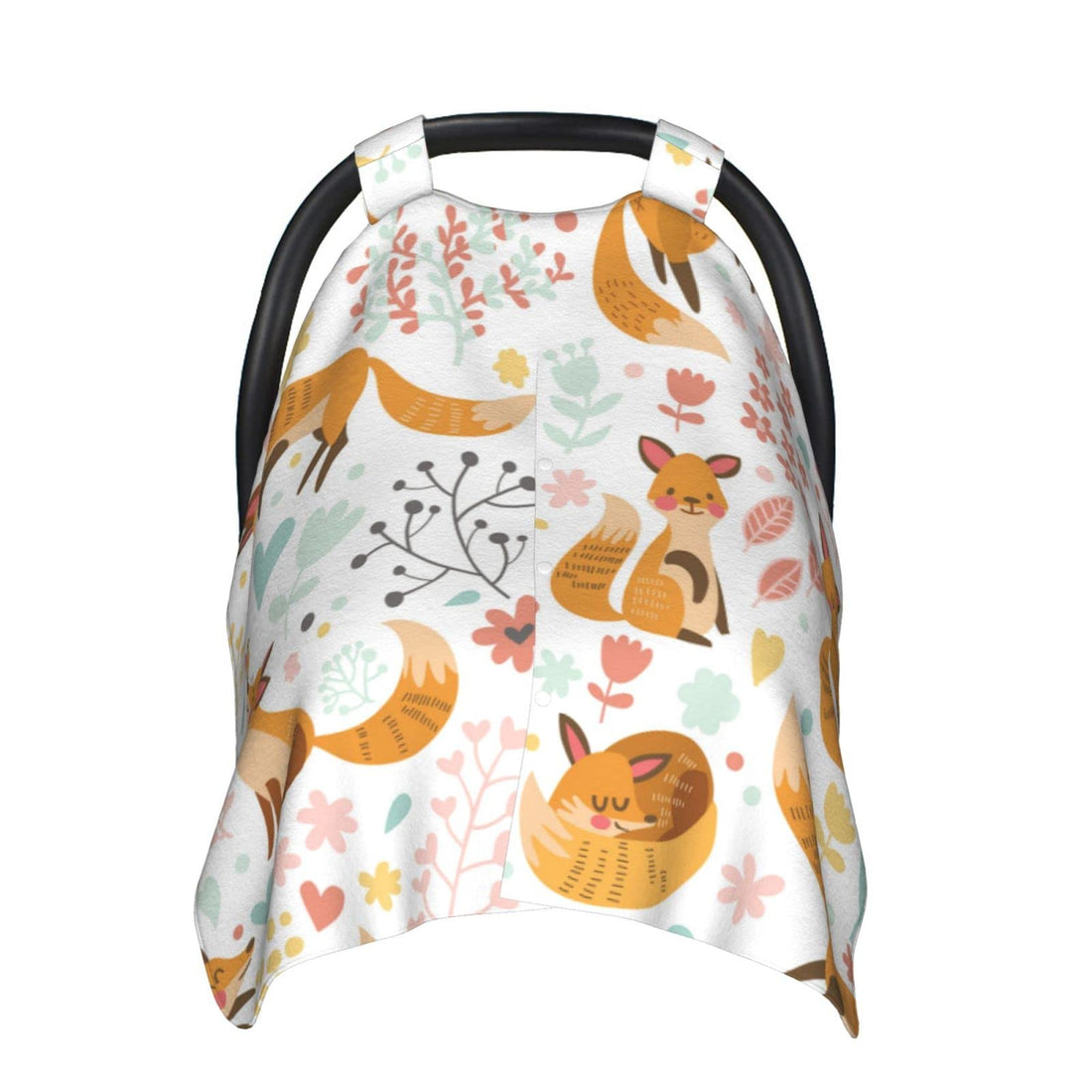 Moro Cute Foxes And Flowers Car Seat Cover For Babies, Peekaboo Opening Minky Car seat Canopy Stroller Cover For Newborn, Mom Nursing Breastfeeding Covers, Blanket For Infant Toddler