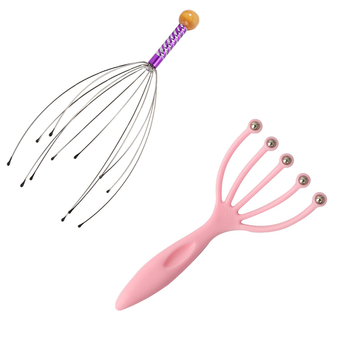 Scalp Massager Kit, 1x Scalp Scratcher, 1x Roller Ball Claw Massager Pink, Promote Blood Circulation, Relaxes and Rejuvenates, Keep Scalp Clean and Health