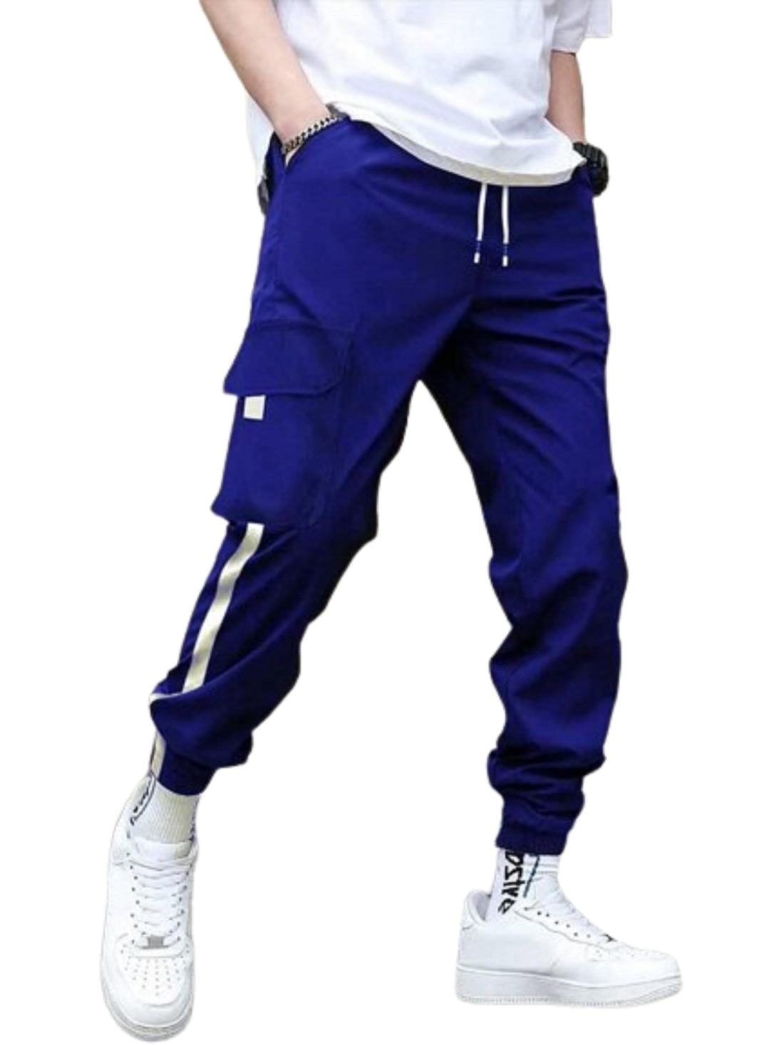 MIZAYA Men's Cargo Pants With Line In Jump