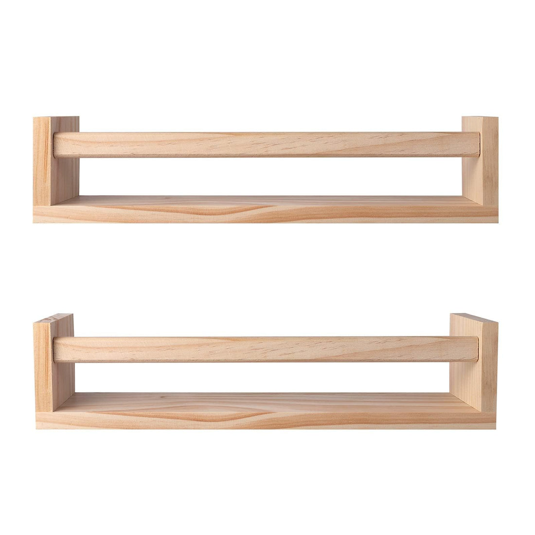 Bukela 2Pcs Floating Wall Shelves Naturel Wood Floating Wall Bookshelf Nursery Bookshelves for Bathroom Decor Kitchen Spice Rack Bookshelf Organizer