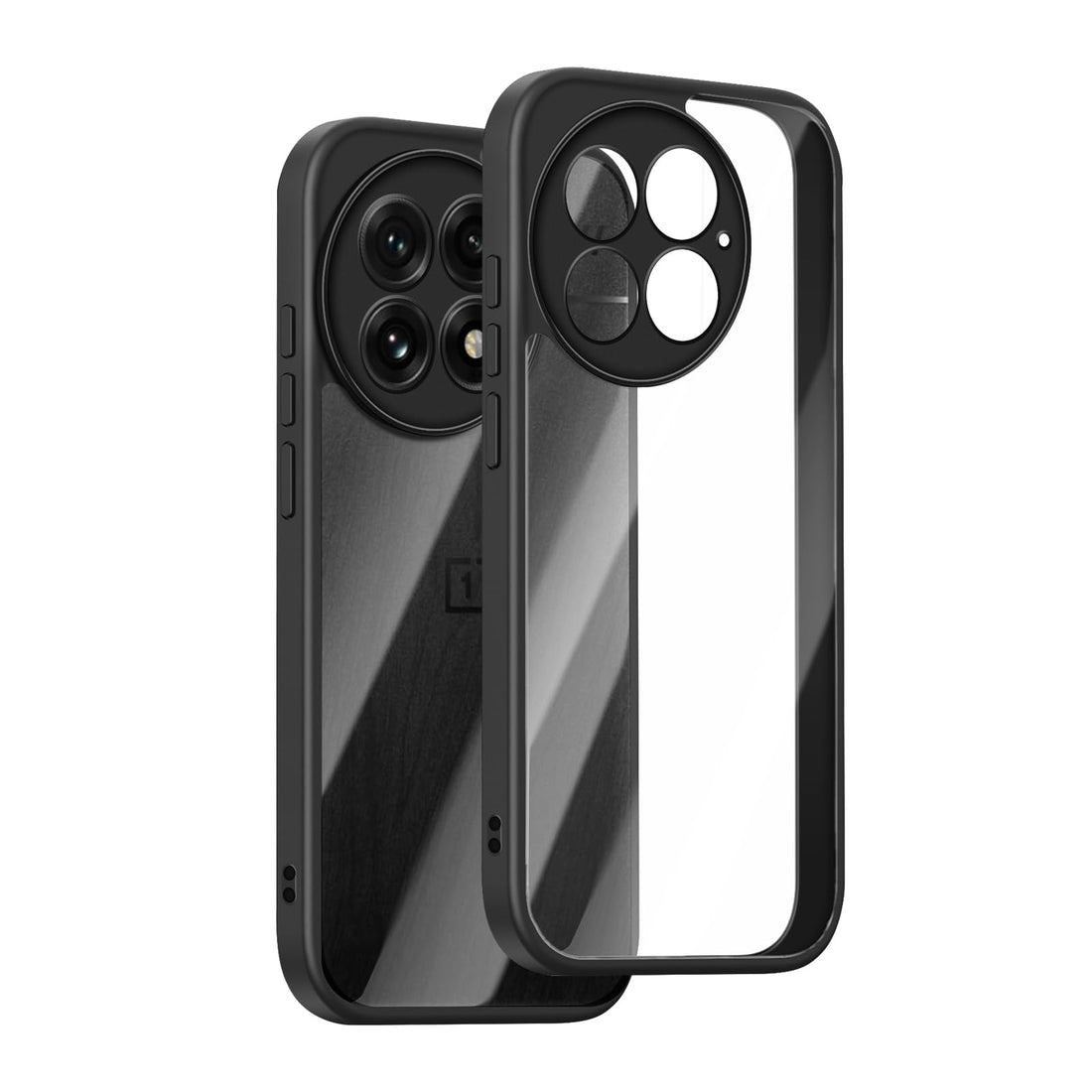 KeHowy Cover for OnePlus 13 5G, Shockproof Mobile Phone Bumper Case, Solid Colour Matte Silicone TPU Frame, [Camera Protection] Anti-Scratch PC Back Transparent for OnePlus 13 5G – Black