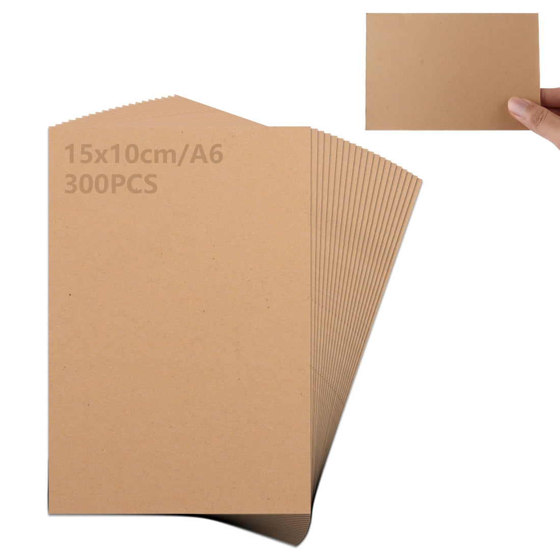 300 Sheets Kraft Cards A6, 300GSM Brown Card 4x6 inch Cardstock Paper, Double Sided A6 Kraft Cardstock Blank, Thick Cards for Printer Paper Card Making Drawing Painting Crafting(15x10cm)
