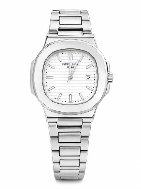 Luxury Men's Stainless Steel Wrist Watch – Multifunction Silver Detail Face – Formal & Casual Stylish Design – Multifunction Dial (Day/Date) – Water Resistant – Perfect Size Not Overrated – Silver