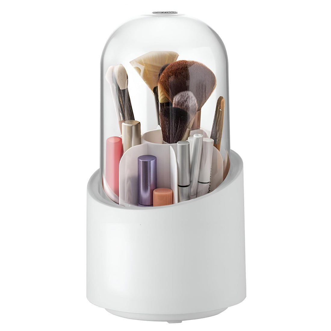 Beauty Accessories - Rotatable Acrylic Brush Holder with Lid, 24cm Tall for Makeup Tools and Cosmetic Organization