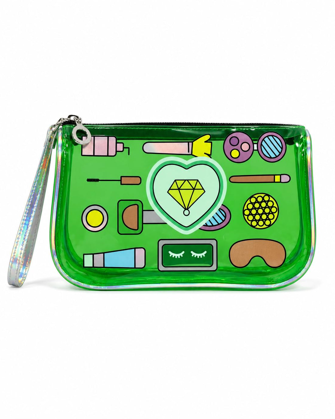Clear Makeup Bag with Glitter Hand Handle, Beautiful and Dazzling Makeup Bag for Daily Use (Orange)