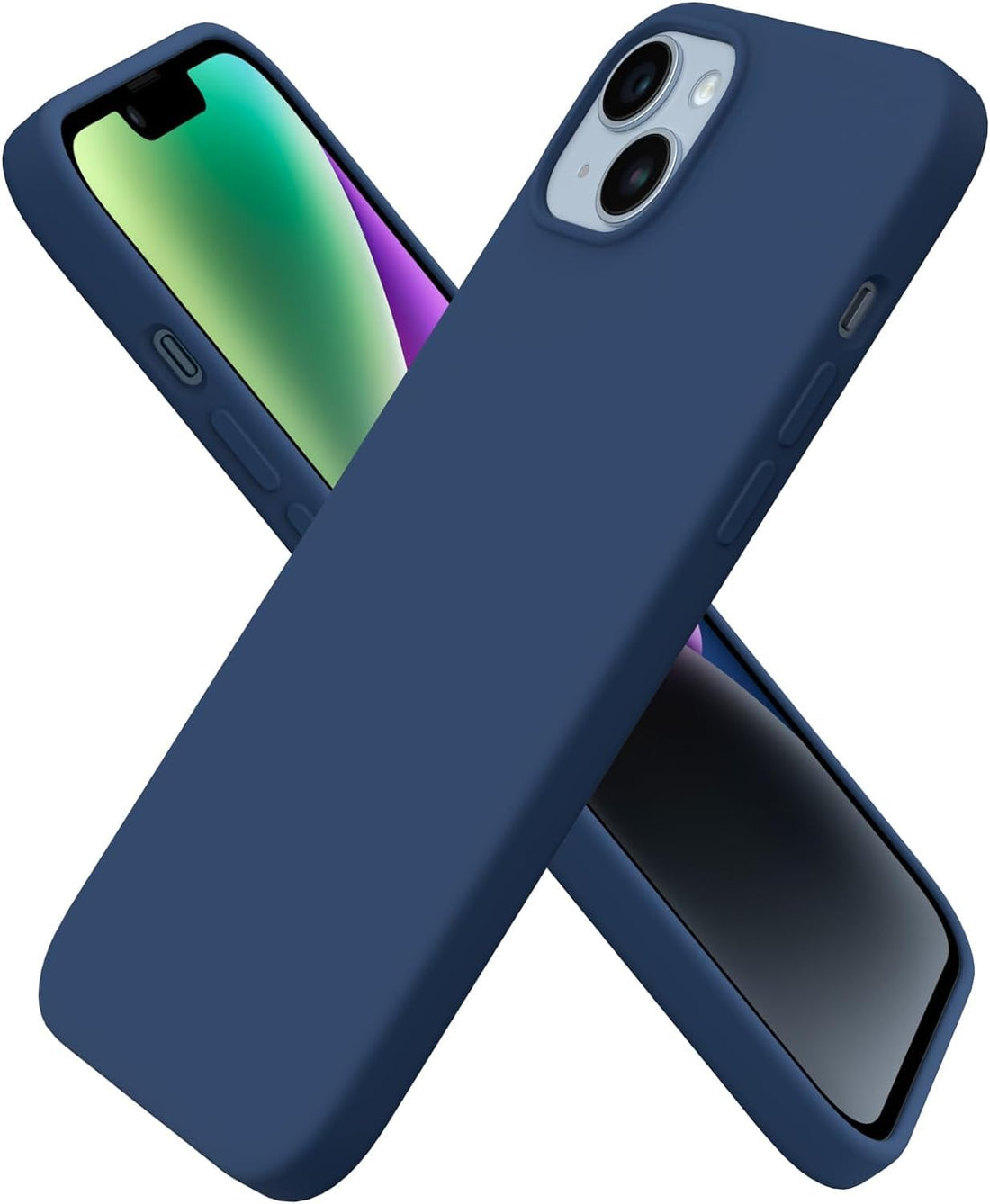 ELMO3EZZ Compatible with iPhone 14 Plus Case 6.7", Slim Liquid Silicone 3 Layers Full Covered Soft Gel Rubber Case Cover 6.7 inch-Storm Blue