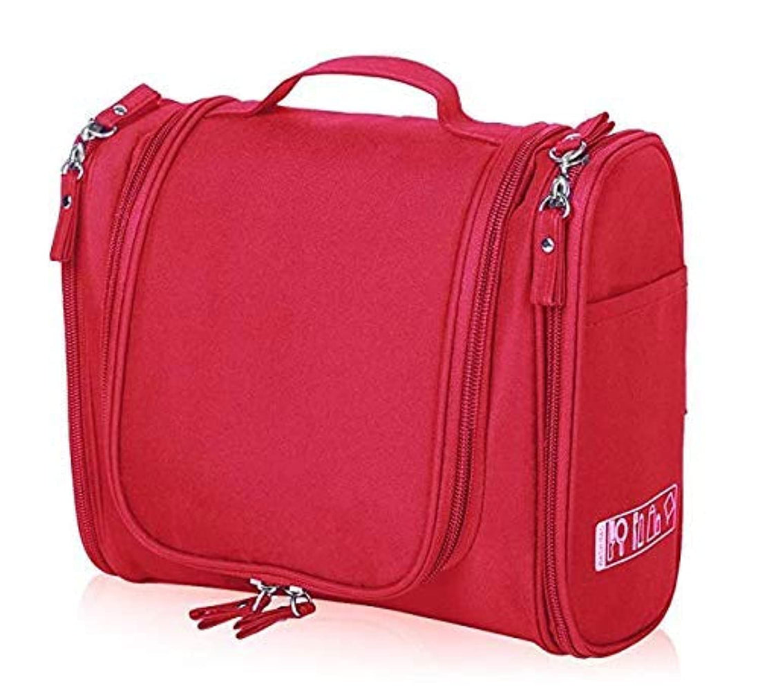CABLE GALLERY Multipurpose Cosmetic Travel Organizer Bag,Makeup Organizer Bag,Pouch,Toiletry Bag for Man & Women Travel.Pack with Hook, red, Travel Accessories