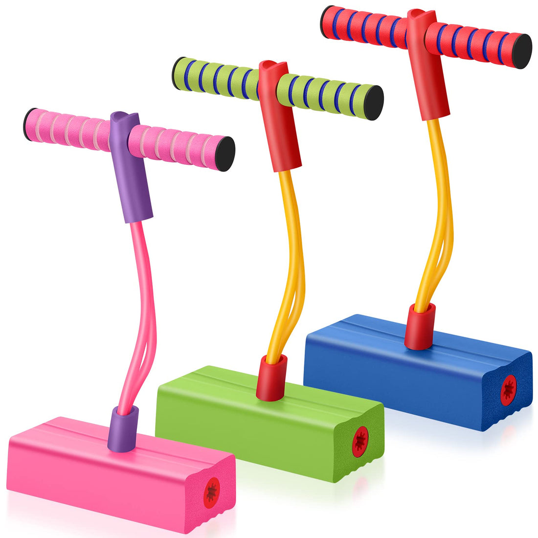 3 Pcs Pogo Stick Foam Jumper Toy Foam Pogo Fun and Safe Jumping Stick for Teens Adults Outdoor Indoor Toys Gift, Makes Squeaky Sounds and Squeaks with Each Hop
