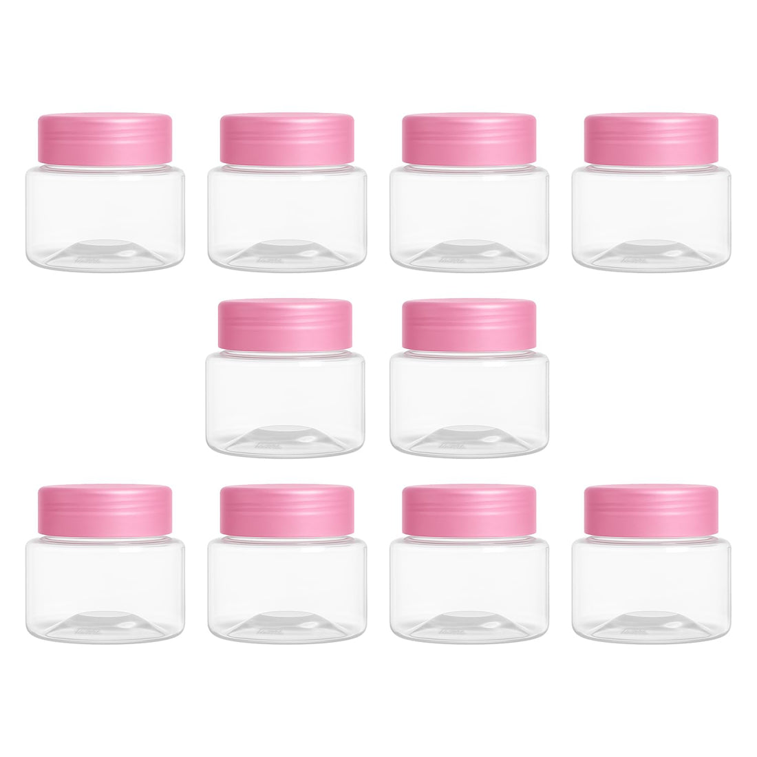 10 Pieces Plastic Jar White Clear 50ml - Diameter 3.7 Cents Different Colors Lid High Quality Plastic and Healthy for Storage - artistic (Pink)
