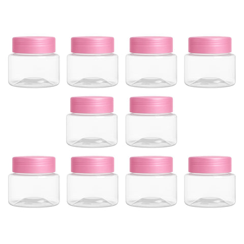 10 Pieces Plastic Jar White Clear 50ml - Diameter 3.7 Cents Different Colors Lid High Quality Plastic and Healthy for Storage - artistic (Pink)