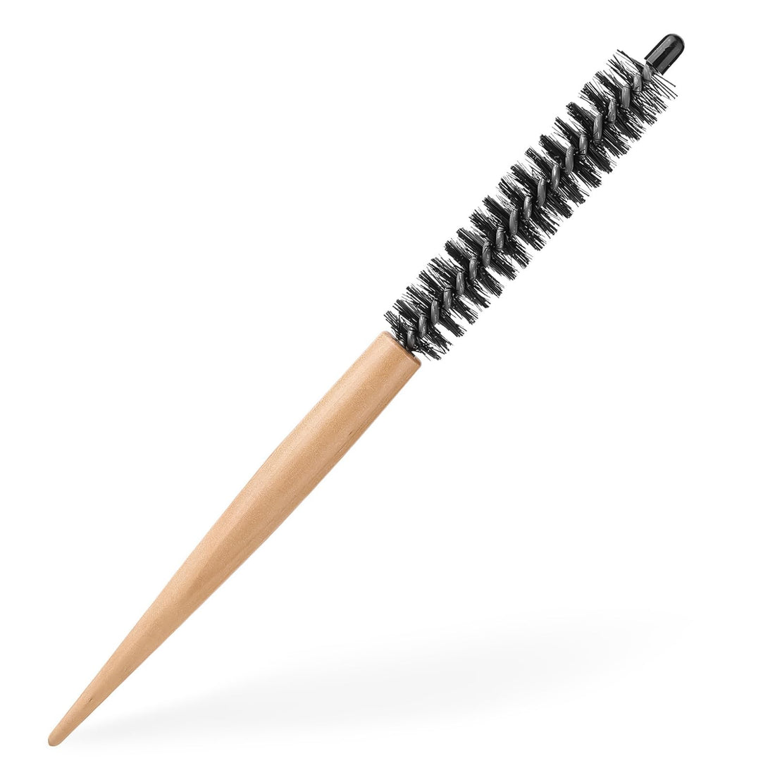 Hair Brush - Thin Round Hair Brush With Wooden Handle, Small Quiff Roller For Men & Women, For Short Hair, Pixie Cuts & Beard Grooming, Professional Salon Tool