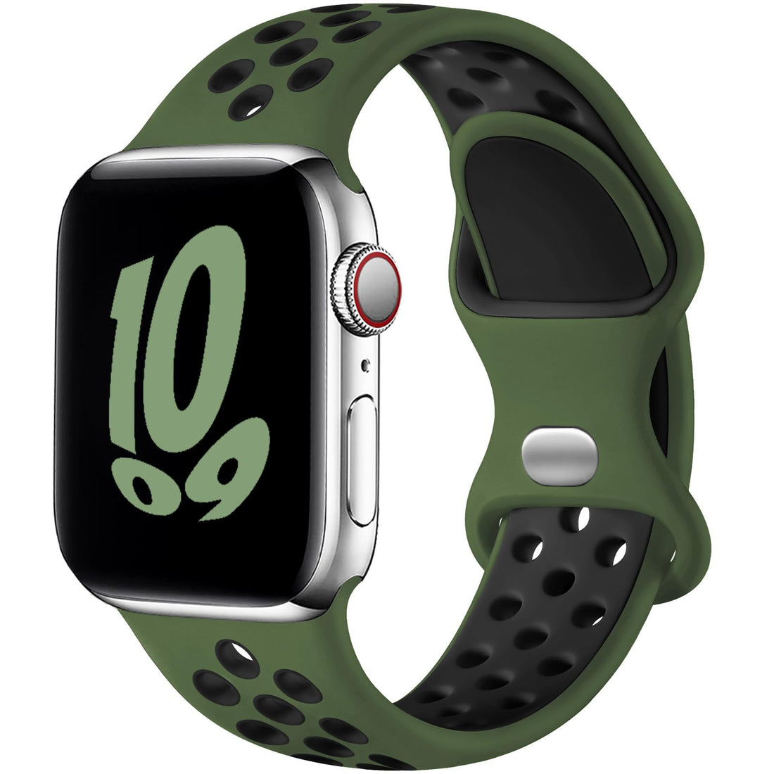 Upeak Sport Strap Compatible with Apple Watch Strap 38mm 40mm 41mm 42mm 44mm 45mm 46mm 49mm, Breathable Silicone Double Hole Snap Band for iWatch Strap Ultra 2 SE Series 10 9 8 7 6 5 4 3 2 1