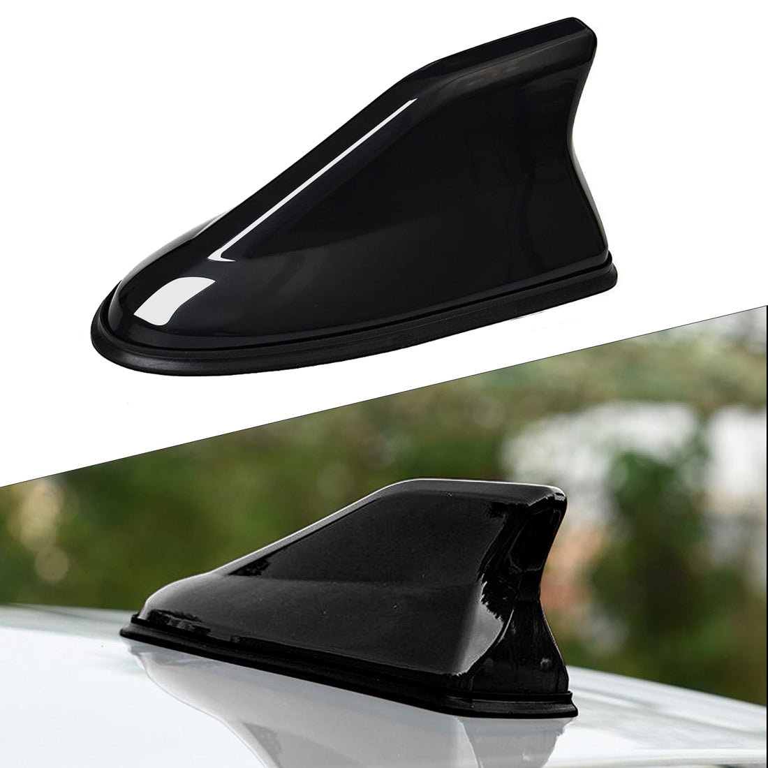 Shark Fin Antenna Cover for Car, Waterproof Car Roof Antenna Cover Decoration, Automotive Top Roof Aerial AM/FM Radio Signal Base, Universal Vehicle Exterior Accessories (Black)