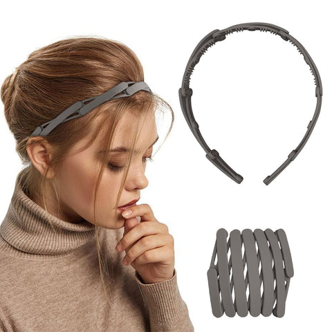 1 PC Hair Bands Teeth comb headbands for women Girl Plastic Plain Headbands Retractable Pocket Hair Band,Spring Wavy Foldable Headband No Slip Adjustable Hair Hoop Fashion Hair Accessories (Brown)