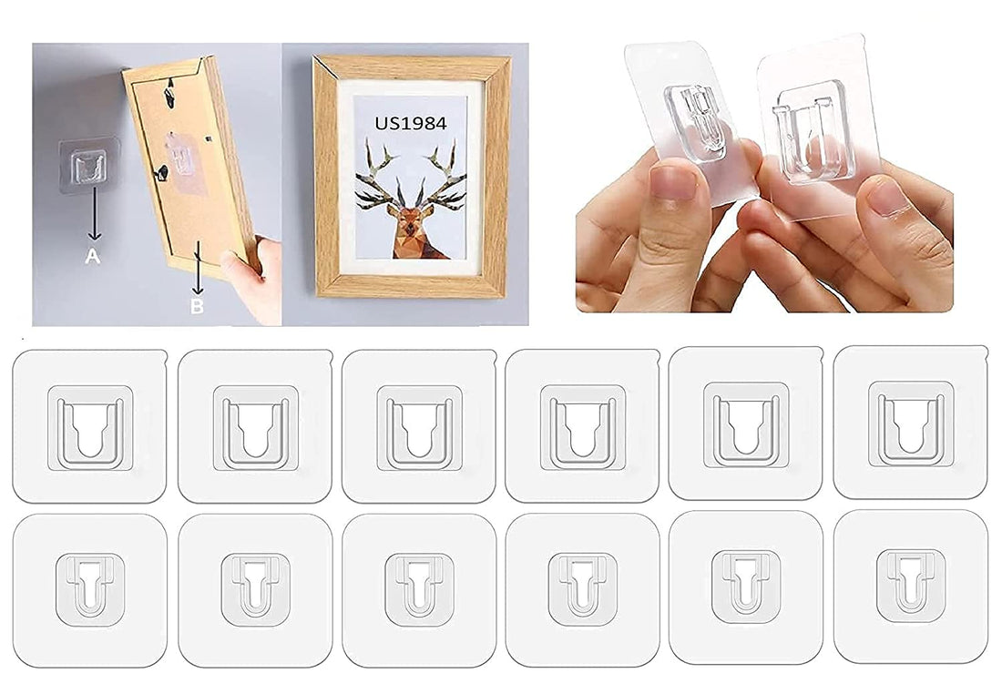 Urban Luxy Plastic Wall Hooks Self-Adhesive Double Side Strong Hanger Wall Storage Holder for Organization Bathroom Kitchen and Office (Pack of 10)