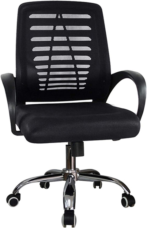Karnak Ergonomic Home Office Chair 360° Swivel Mesh Desk Chair with Armrest Stainless Steel Base Adjustable Height Lumber Support Rotating Mesh Chair Black