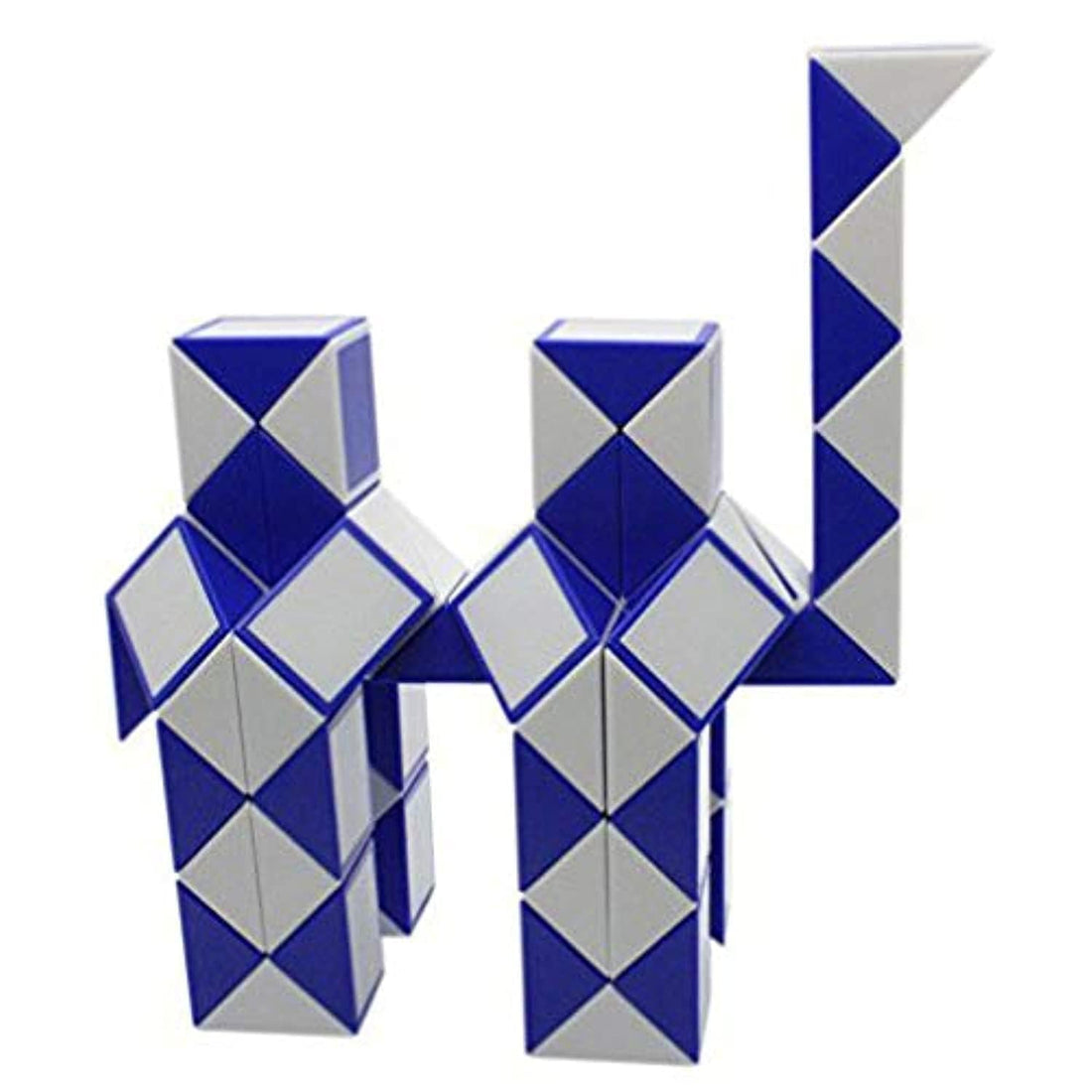 Mipartebo Unisex Magic Snake Ruler Cube Puzzles 72 Wedges Brain Teaser Twist Toys White and Blue